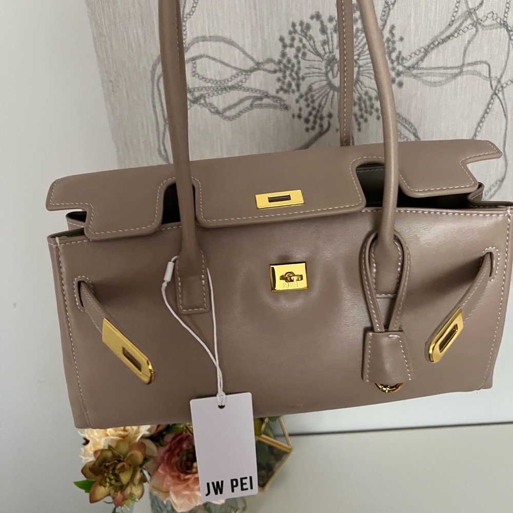 JW PEI Beige Satchel with Gold Details